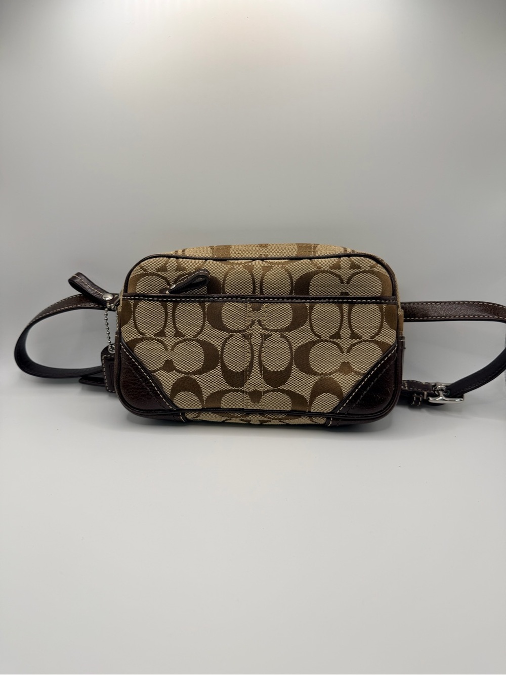 Coach Mini Signature Canvas Crossbody in Beige and Brown